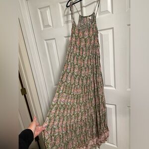 Natural LifeXL sage green and rose tiered sundress. EUC